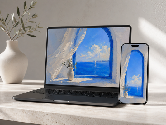 Blue Window — 4K Desktop & Mobile Wallpaper